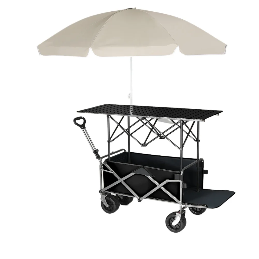 Pull Cart Fold - 접이식 테이블이 있는 이동식 캠핑 카트,